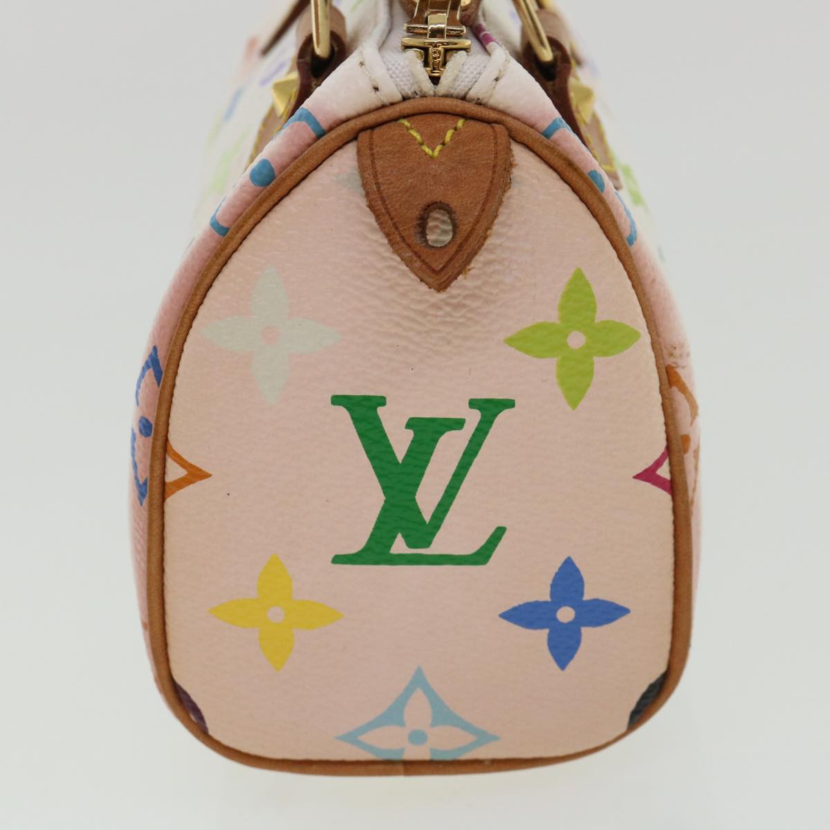 LOUIS VUITTON Monogram Multicolor Mini Speedy Hand Bag White M92645 Auth 25763