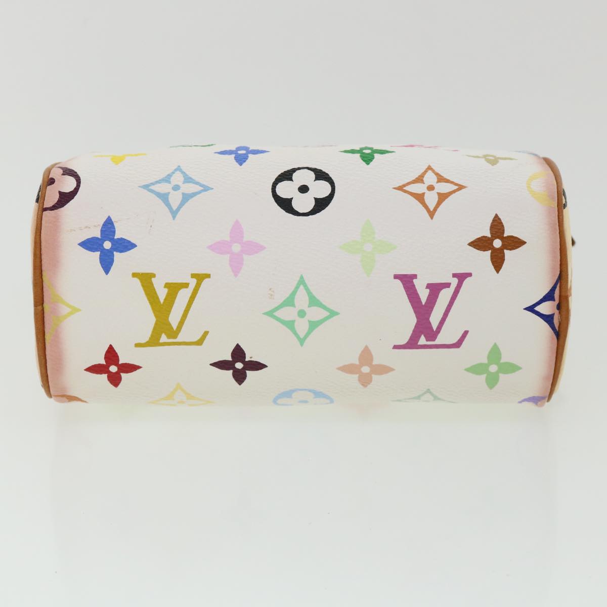 LOUIS VUITTON Monogram Multicolor Mini Speedy Hand Bag White M92645 Auth 25763