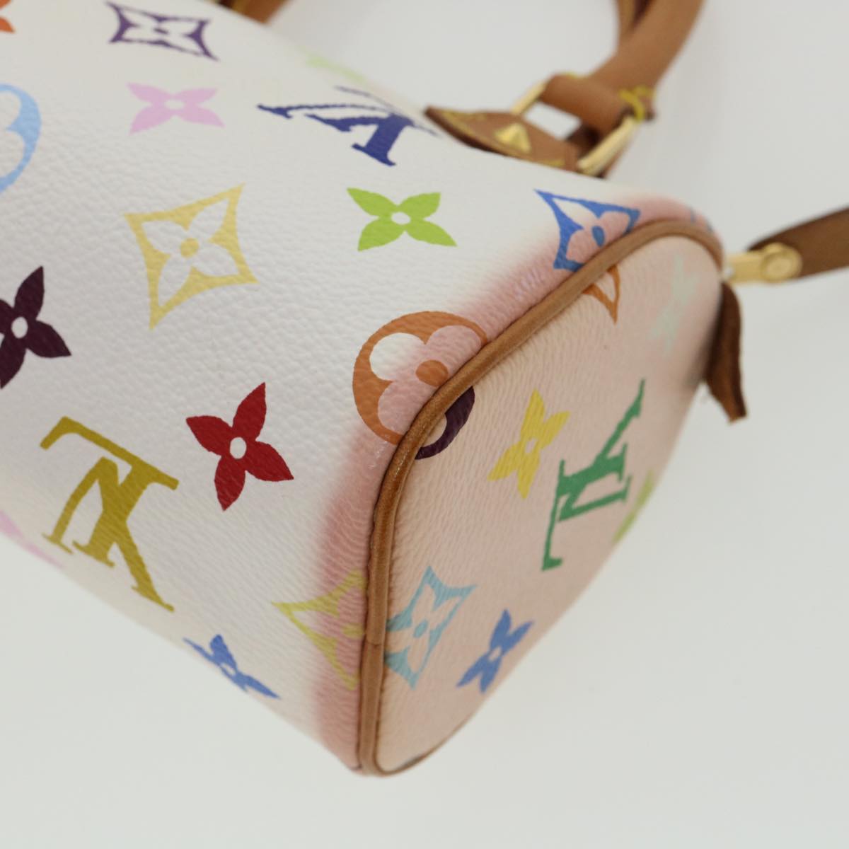 LOUIS VUITTON Monogram Multicolor Mini Speedy Hand Bag White M92645 Auth 25763