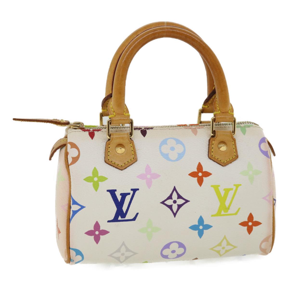 LOUIS VUITTON Monogram Multicolor Mini Speedy Hand Bag White M92645 Auth am224g