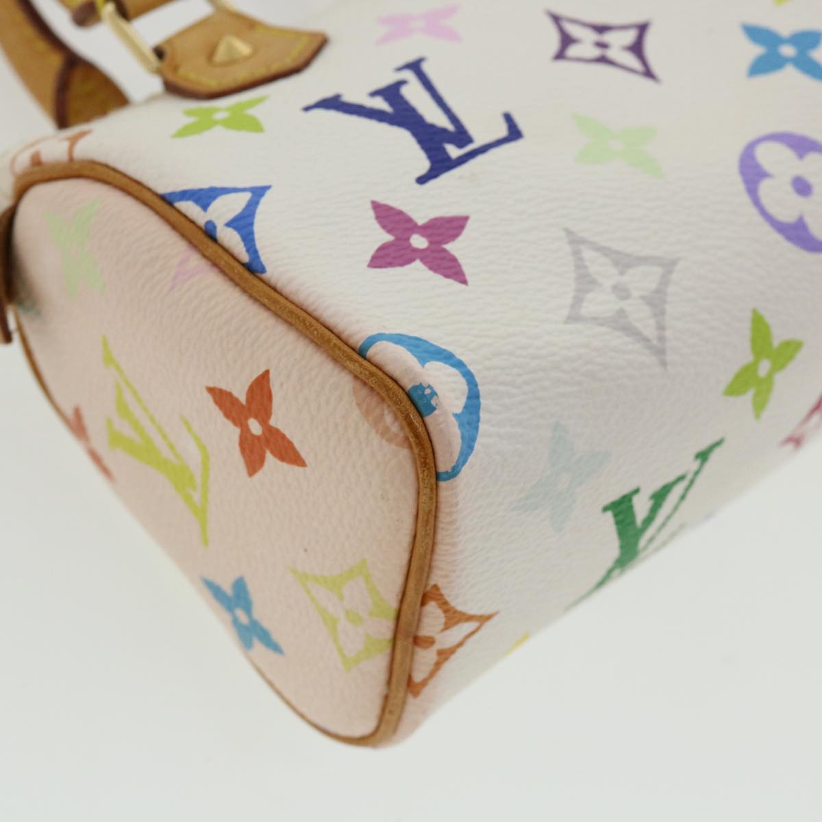 LOUIS VUITTON Monogram Multicolor Mini Speedy Hand Bag White M92645 Auth am224g