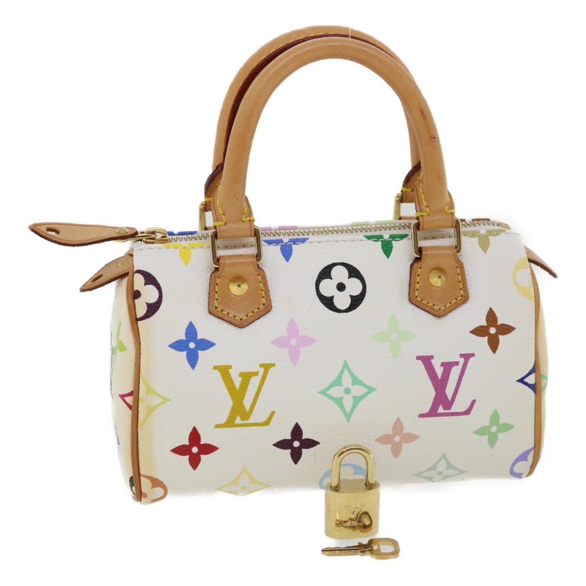 LOUIS VUITTON Monogram Multicolor Mini Speedy Hand Bag White M92645 Auth 26093