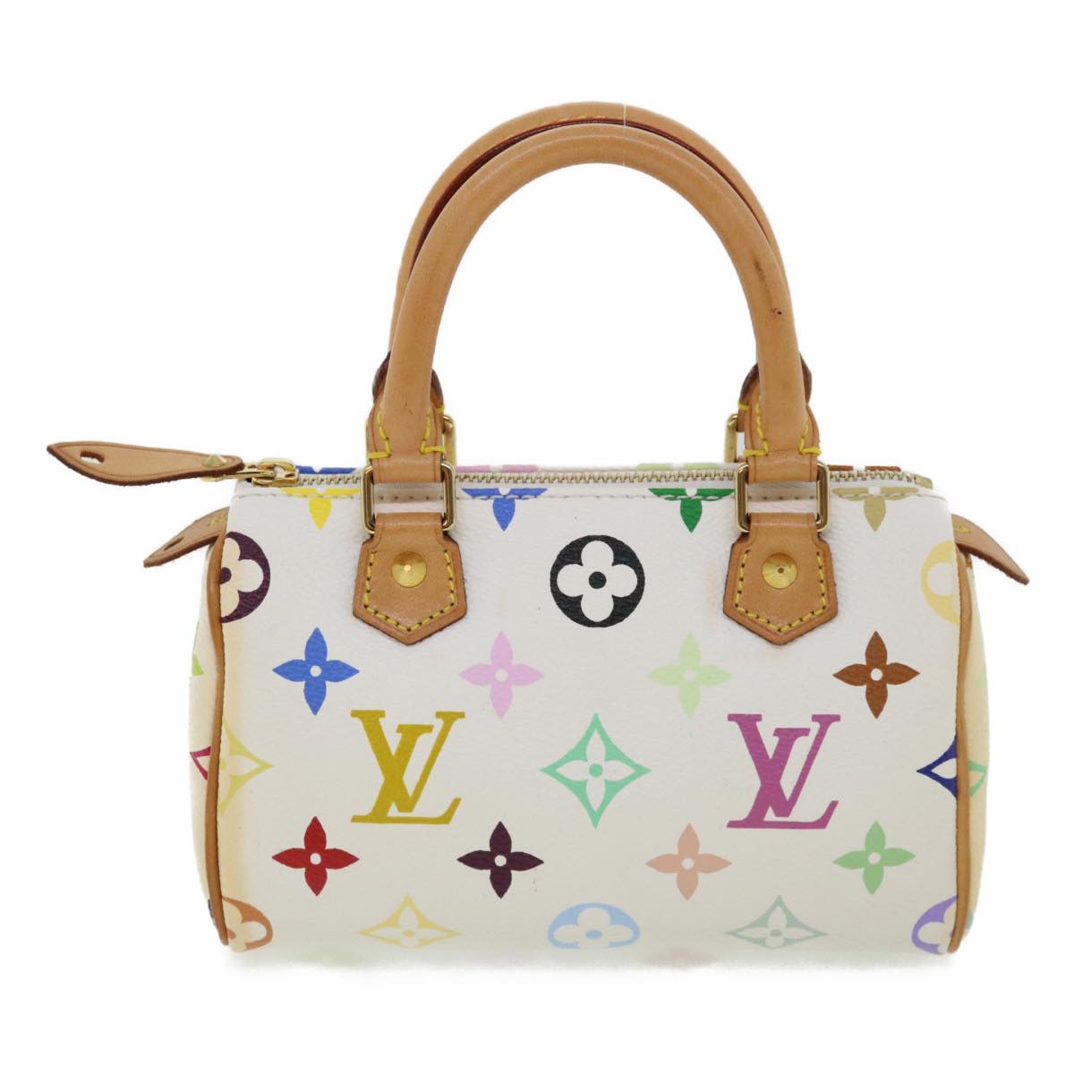 LOUIS VUITTON Monogram Multicolor Mini Speedy Hand Bag White M92645 Auth 26093