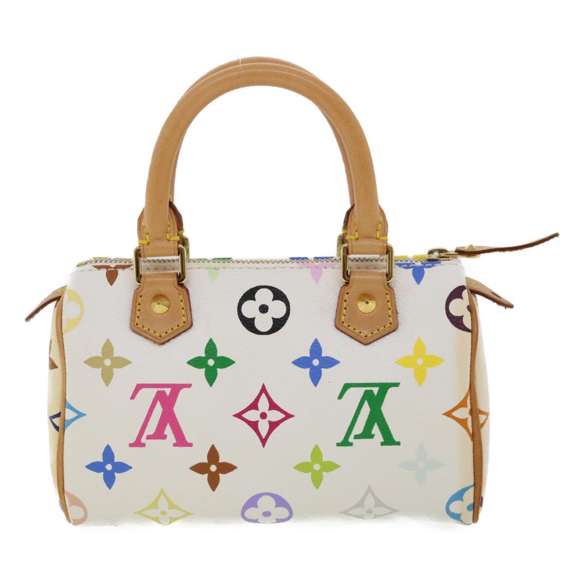 LOUIS VUITTON Monogram Multicolor Mini Speedy Hand Bag White M92645 Auth 26093