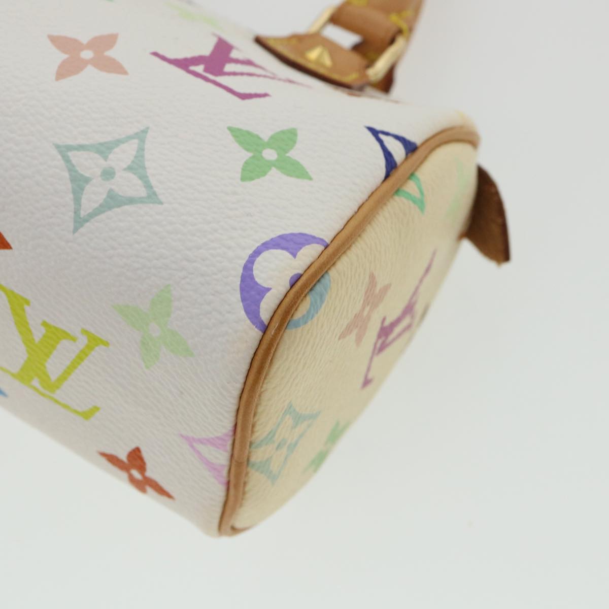 LOUIS VUITTON Monogram Multicolor Mini Speedy Hand Bag White M92645 Auth 26093