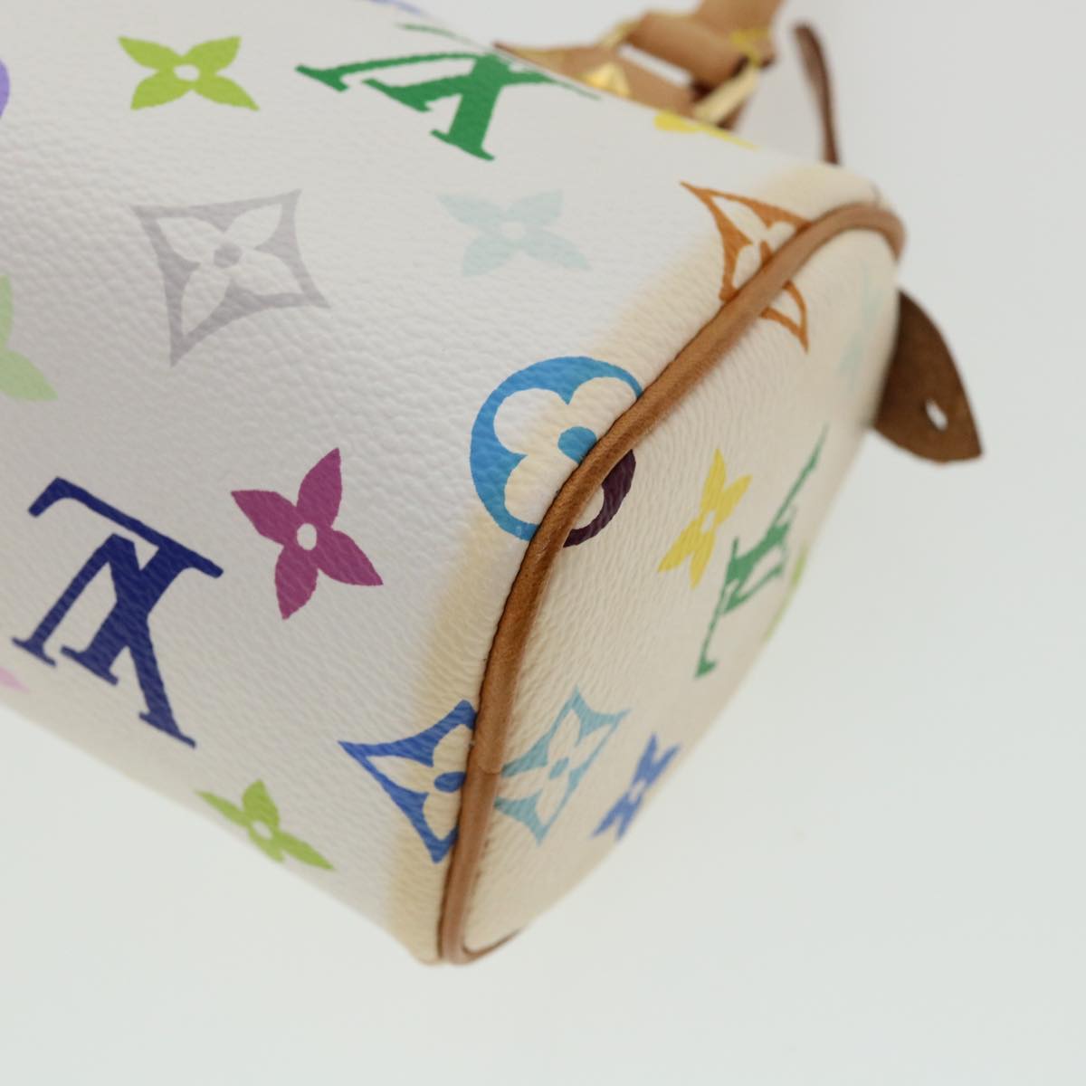 LOUIS VUITTON Monogram Multicolor Mini Speedy Hand Bag White M92645 Auth 26093