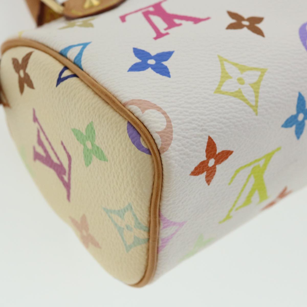 LOUIS VUITTON Monogram Multicolor Mini Speedy Hand Bag White M92645 Auth 26093