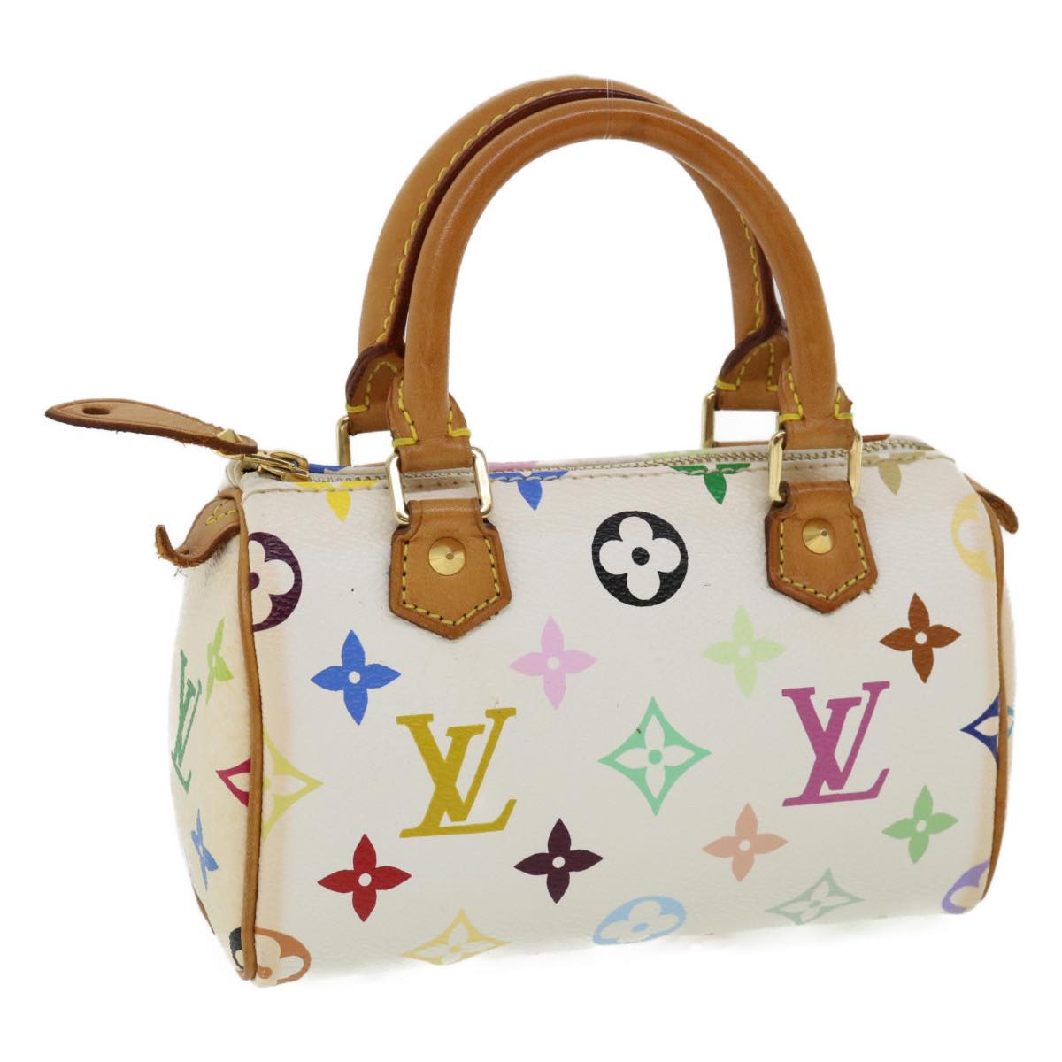 LOUIS VUITTON Monogram Multicolor Mini Speedy Hand Bag White M92645 Auth am648g