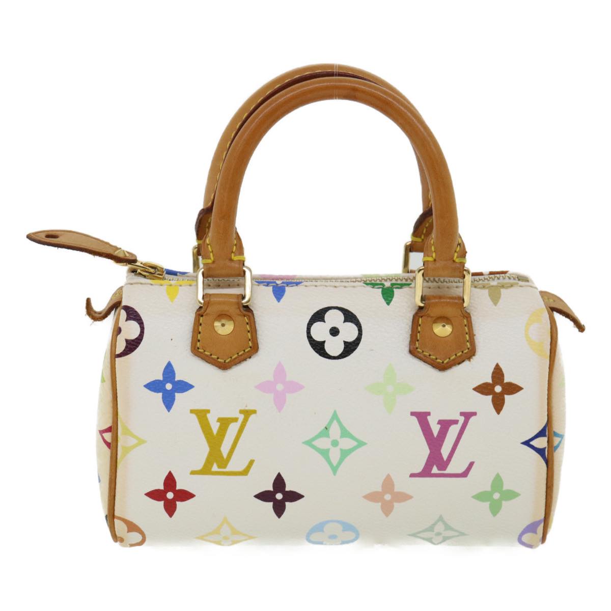 LOUIS VUITTON Monogram Multicolor Mini Speedy Hand Bag White M92645 Auth am648g