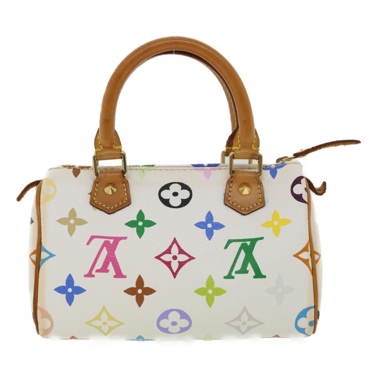 LOUIS VUITTON Monogram Multicolor Mini Speedy Hand Bag White M92645 Auth am648g