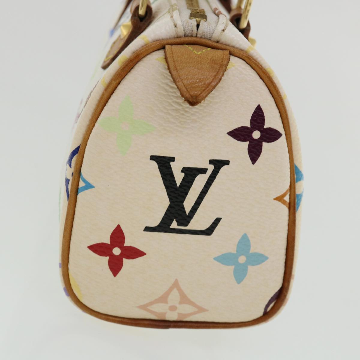 LOUIS VUITTON Monogram Multicolor Mini Speedy Hand Bag White M92645 Auth am648g