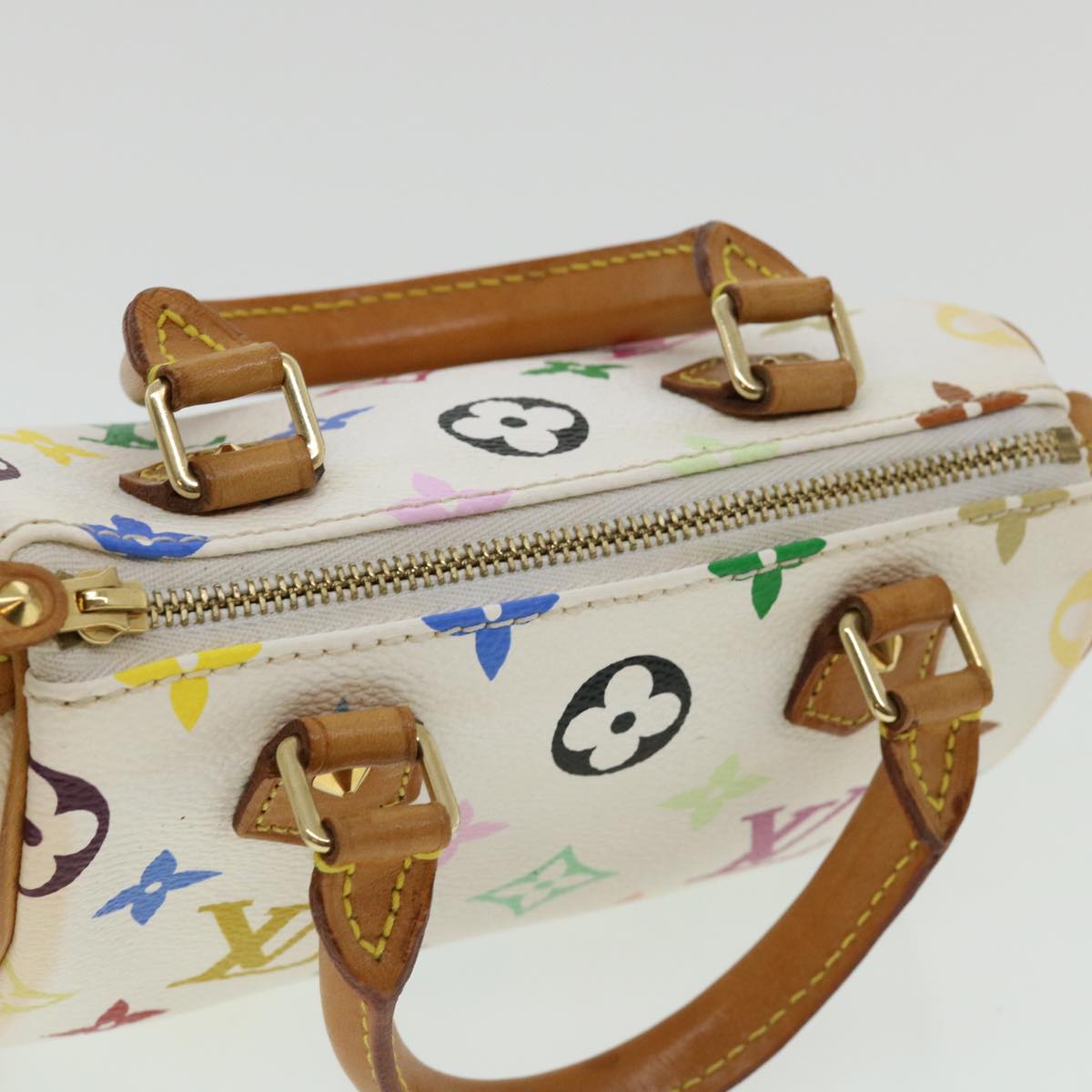 LOUIS VUITTON Monogram Multicolor Mini Speedy Hand Bag White M92645 Auth am648g