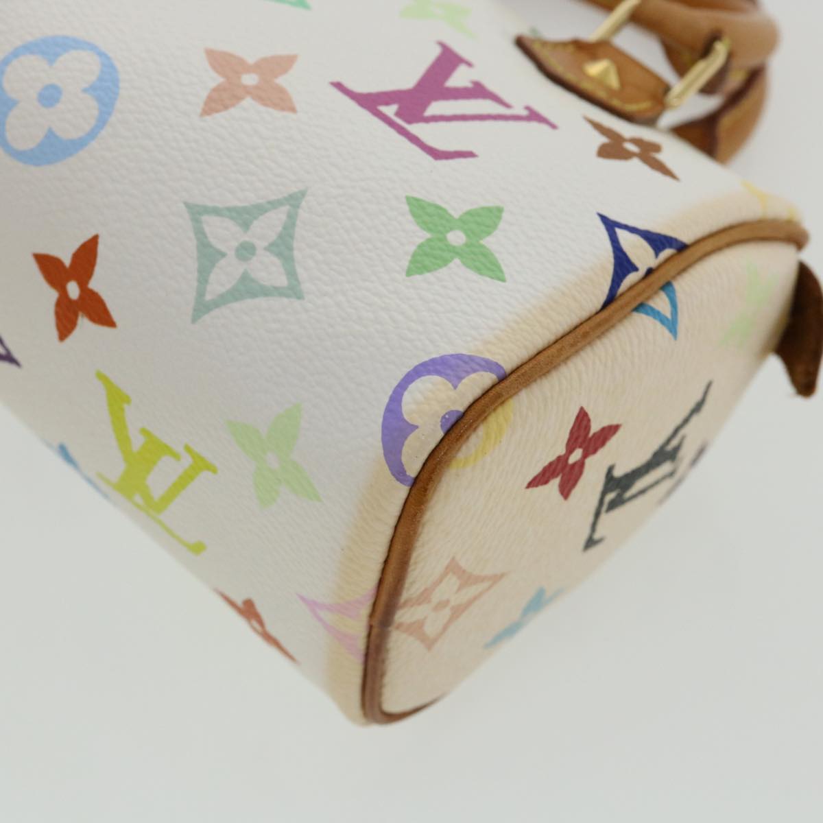 LOUIS VUITTON Monogram Multicolor Mini Speedy Hand Bag White M92645 Auth am648g