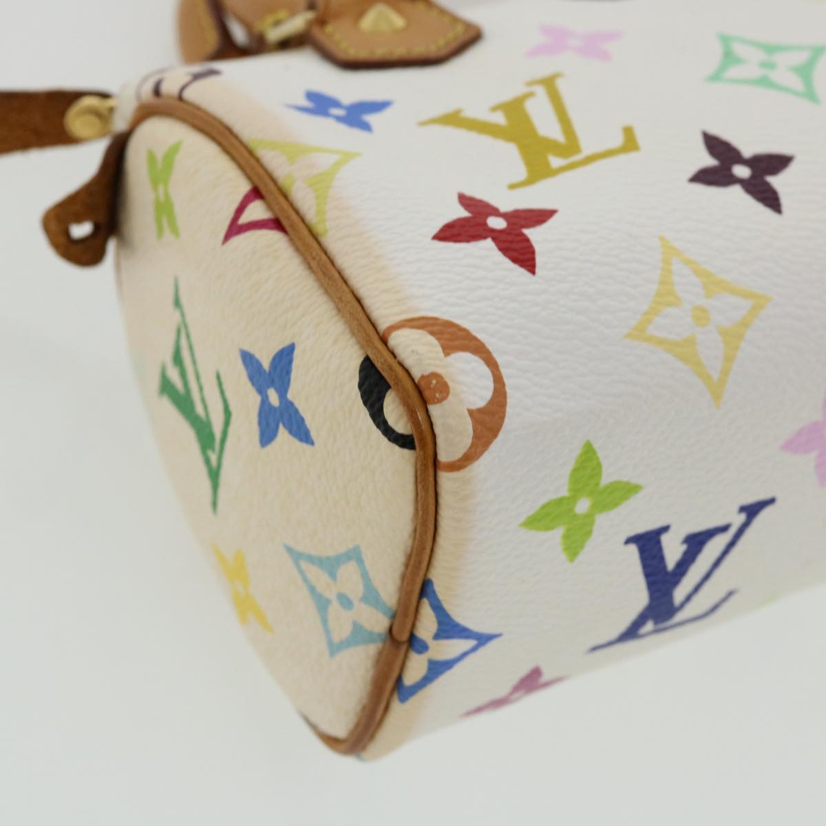 LOUIS VUITTON Monogram Multicolor Mini Speedy Hand Bag White M92645 Auth am648g