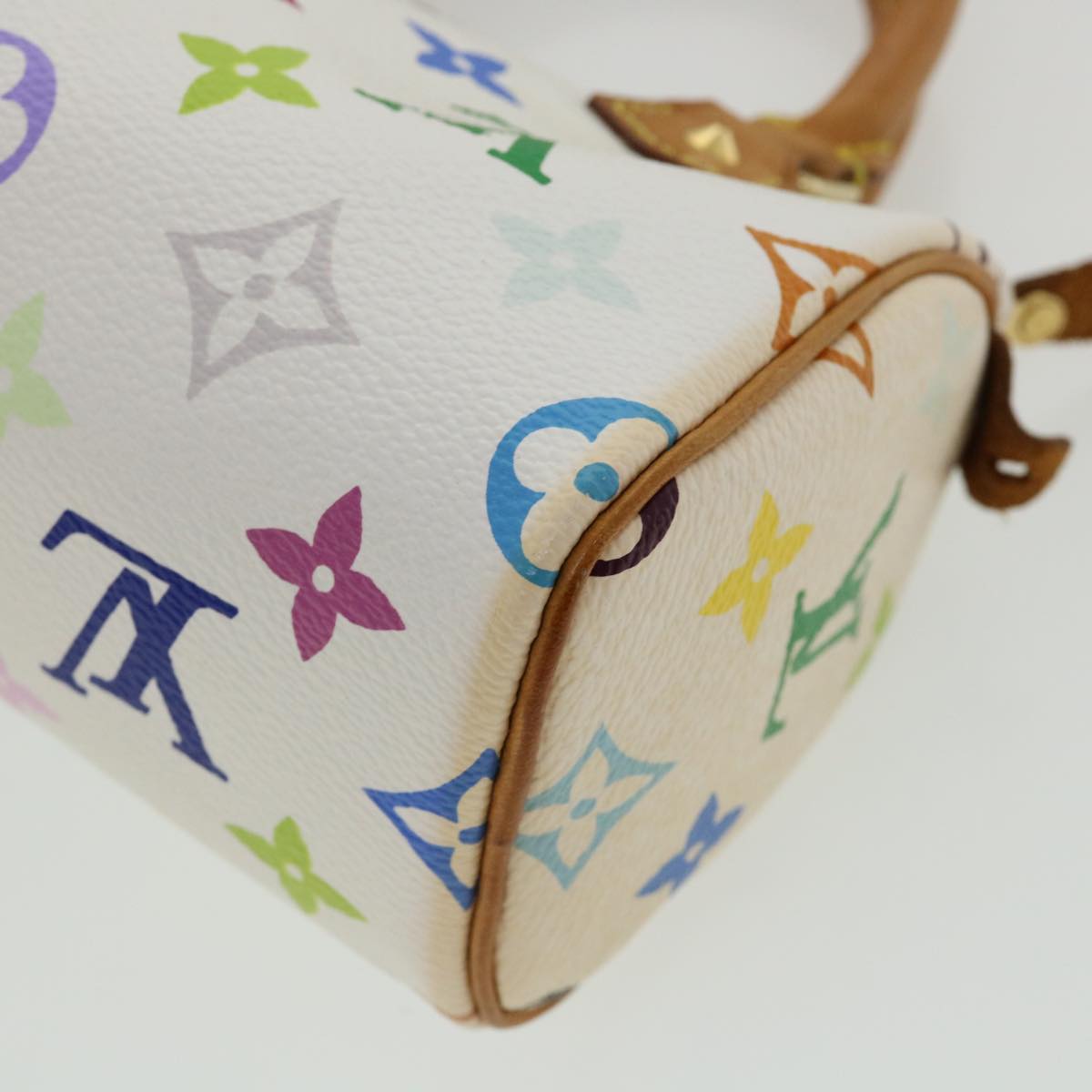 LOUIS VUITTON Monogram Multicolor Mini Speedy Hand Bag White M92645 Auth am648g