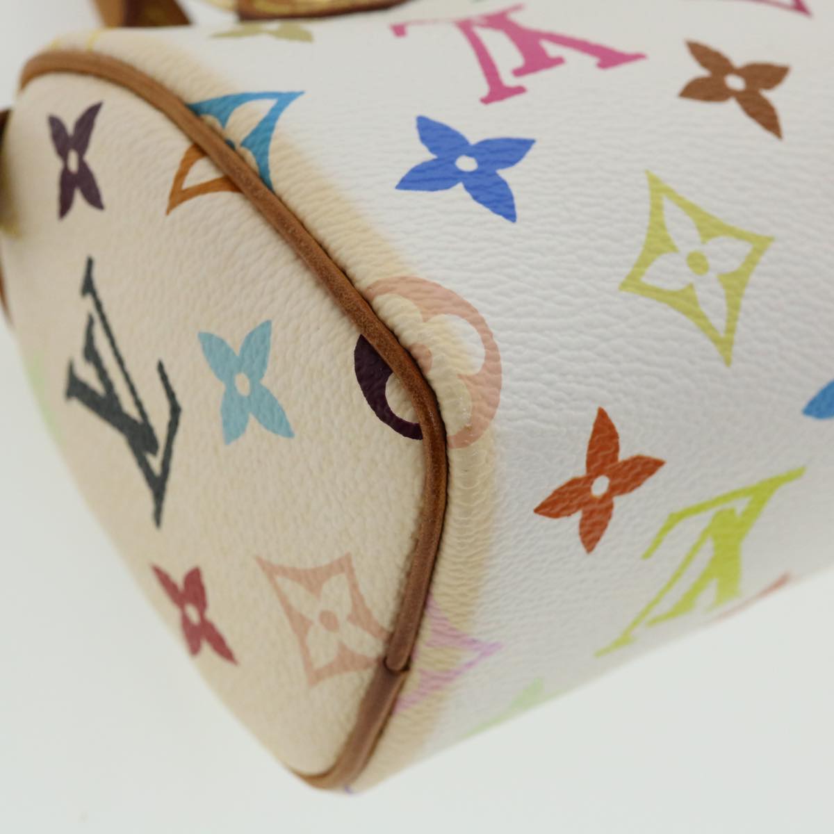 LOUIS VUITTON Monogram Multicolor Mini Speedy Hand Bag White M92645 Auth am648g