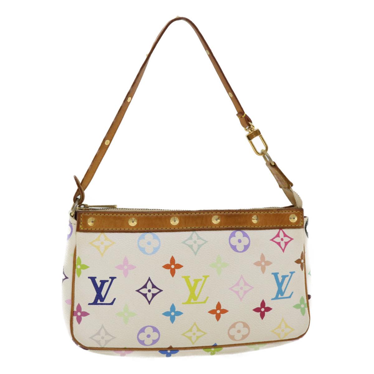 LOUIS VUITTON Multicolor Pochette Accessoires Pouch White M92649 LV Auth am651g