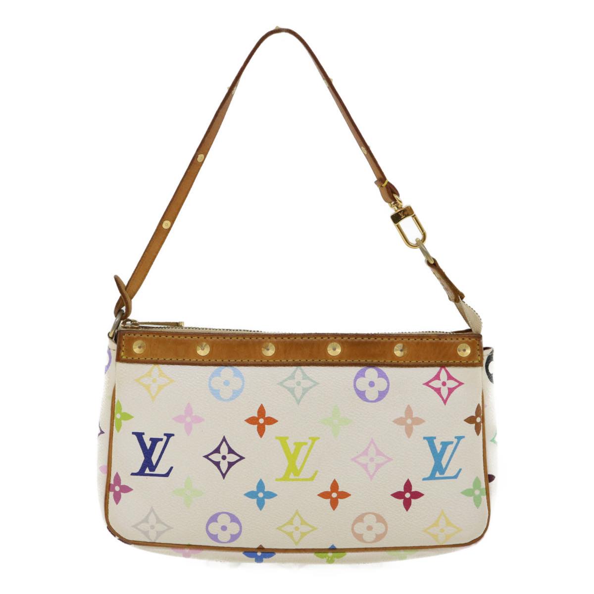 LOUIS VUITTON Multicolor Pochette Accessoires Pouch White M92649 LV Auth am651g