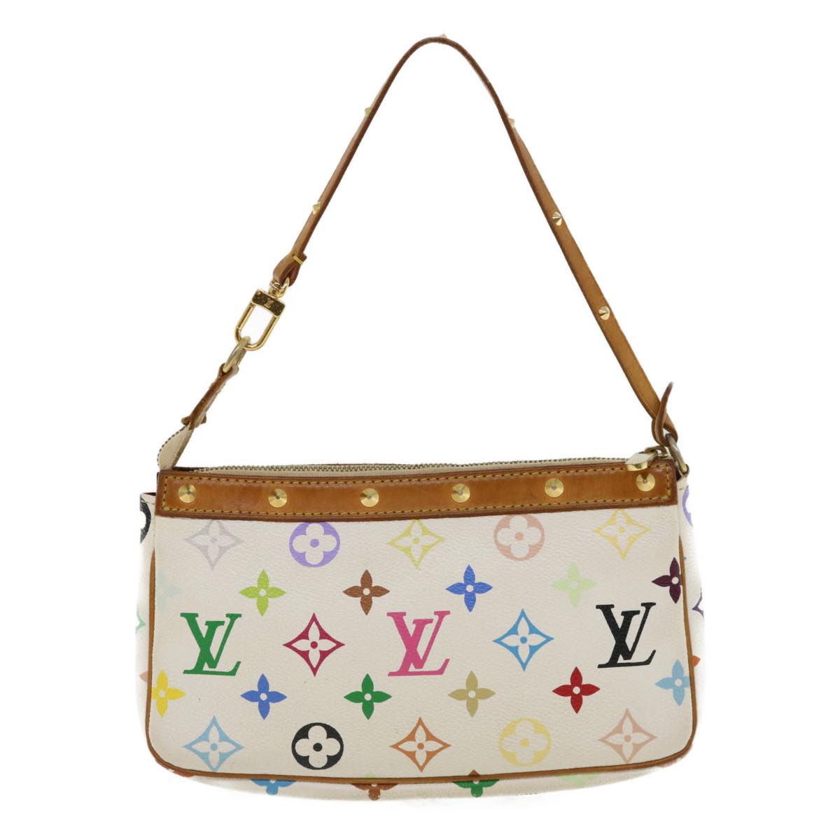 LOUIS VUITTON Multicolor Pochette Accessoires Pouch White M92649 LV Auth am651g