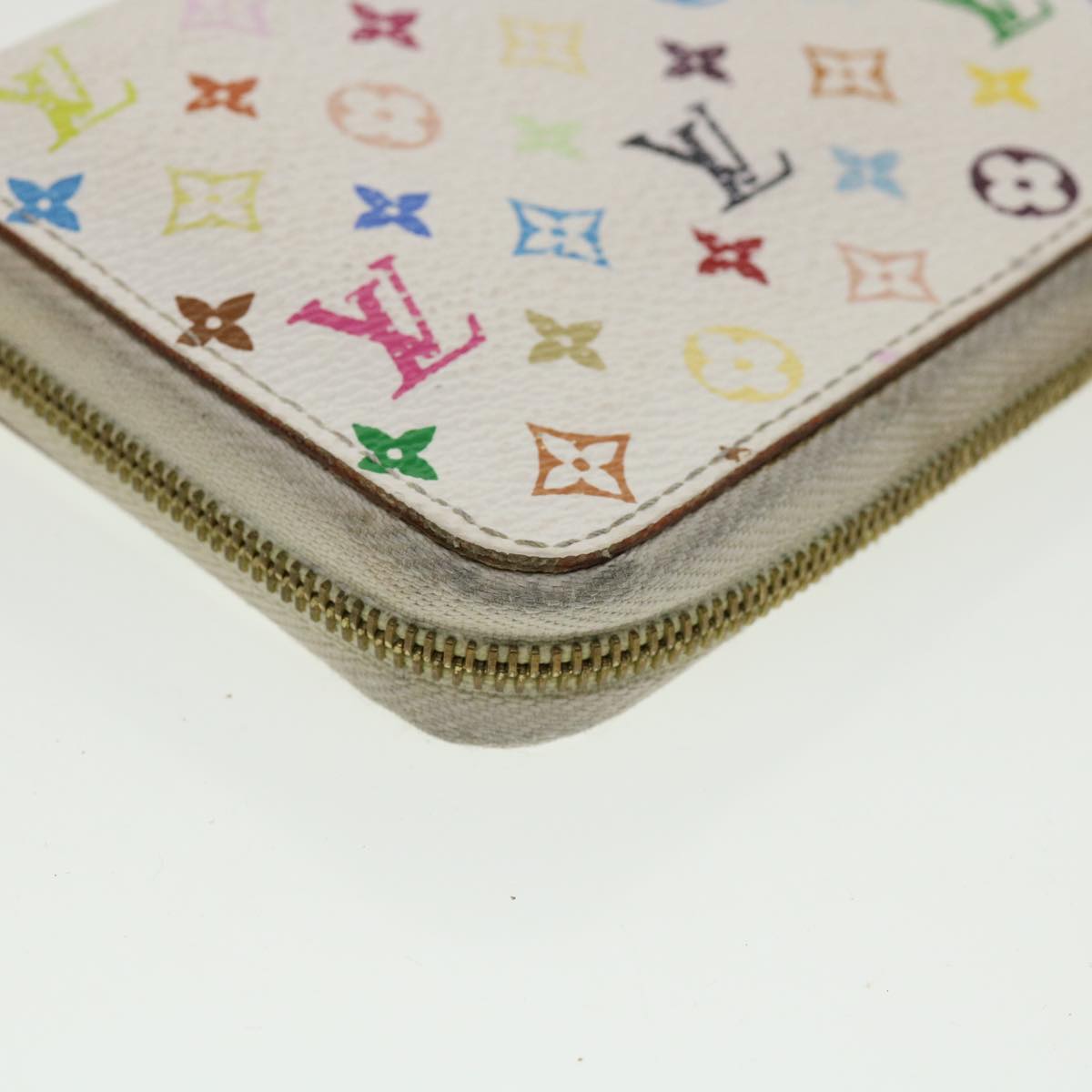 LOUIS VUITTON Monogram Multicolor Zippy Coin Purse White M93741 LV Auth ds001