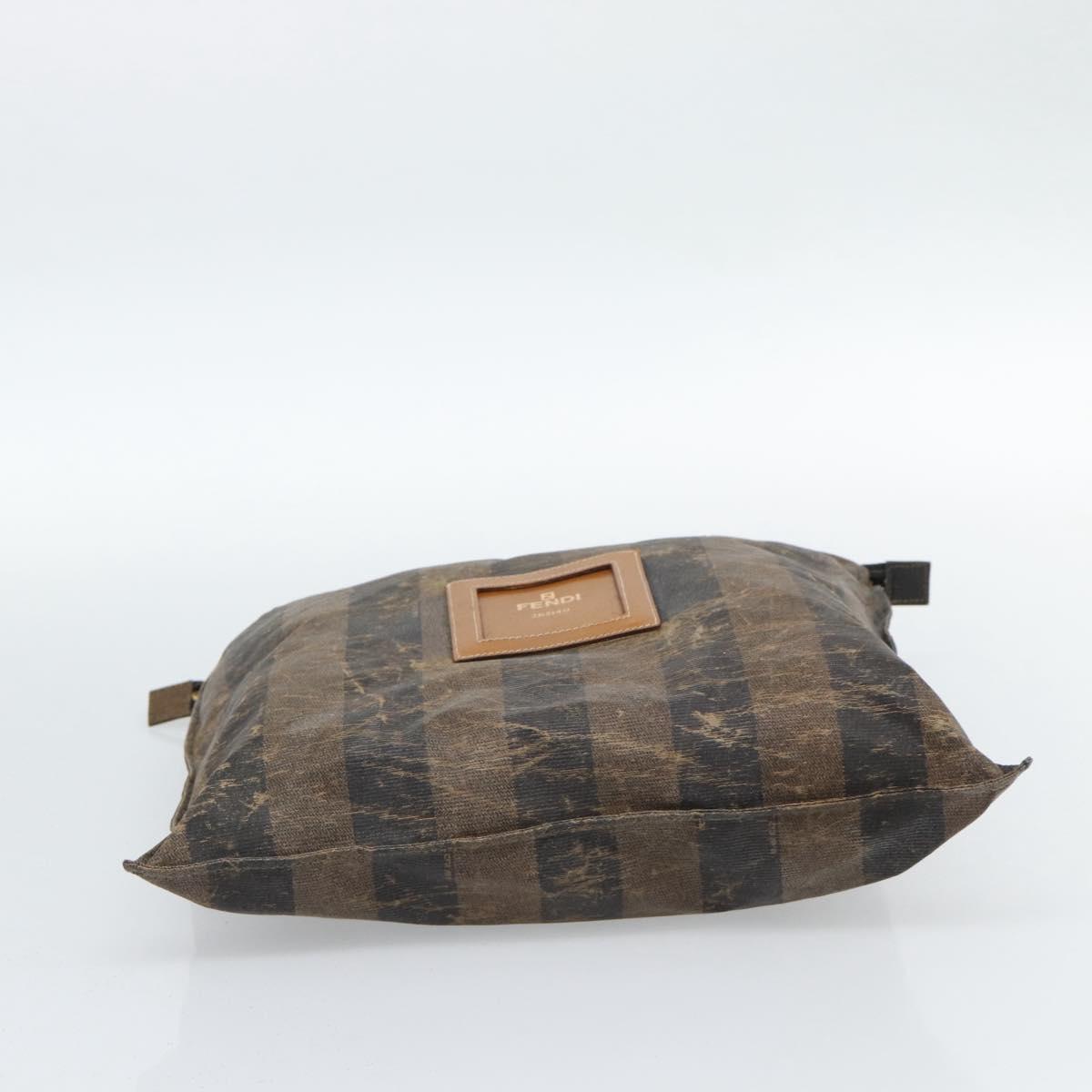 FENDI Pecan Canvas Pouch Shoulder Bag Coated Canvas 2Set Brown Black Auth ti1034