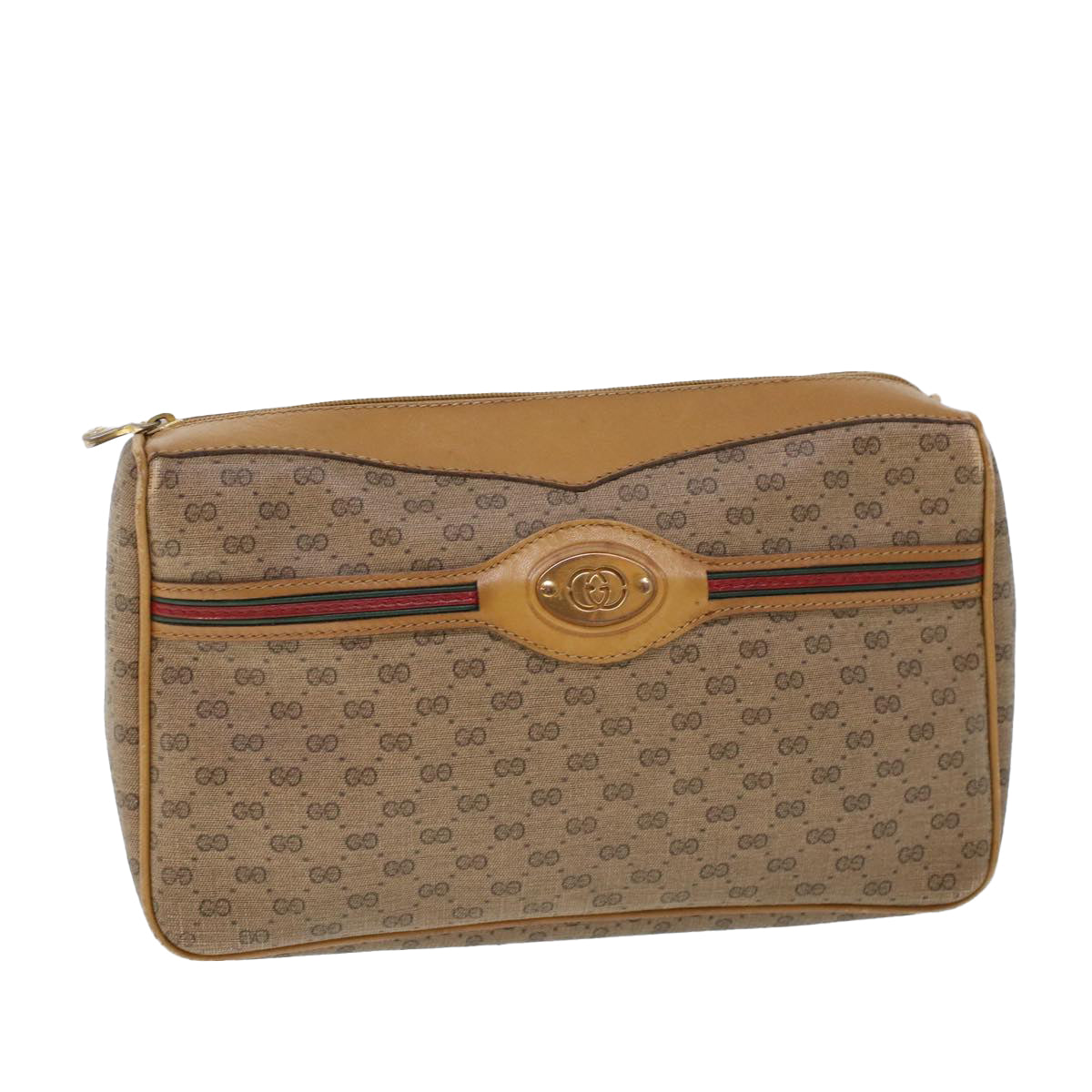 GUCCI Micro GG Canvas Web Sherry Line Clutch Bag Beige 014 904 0018 Auth ti1207