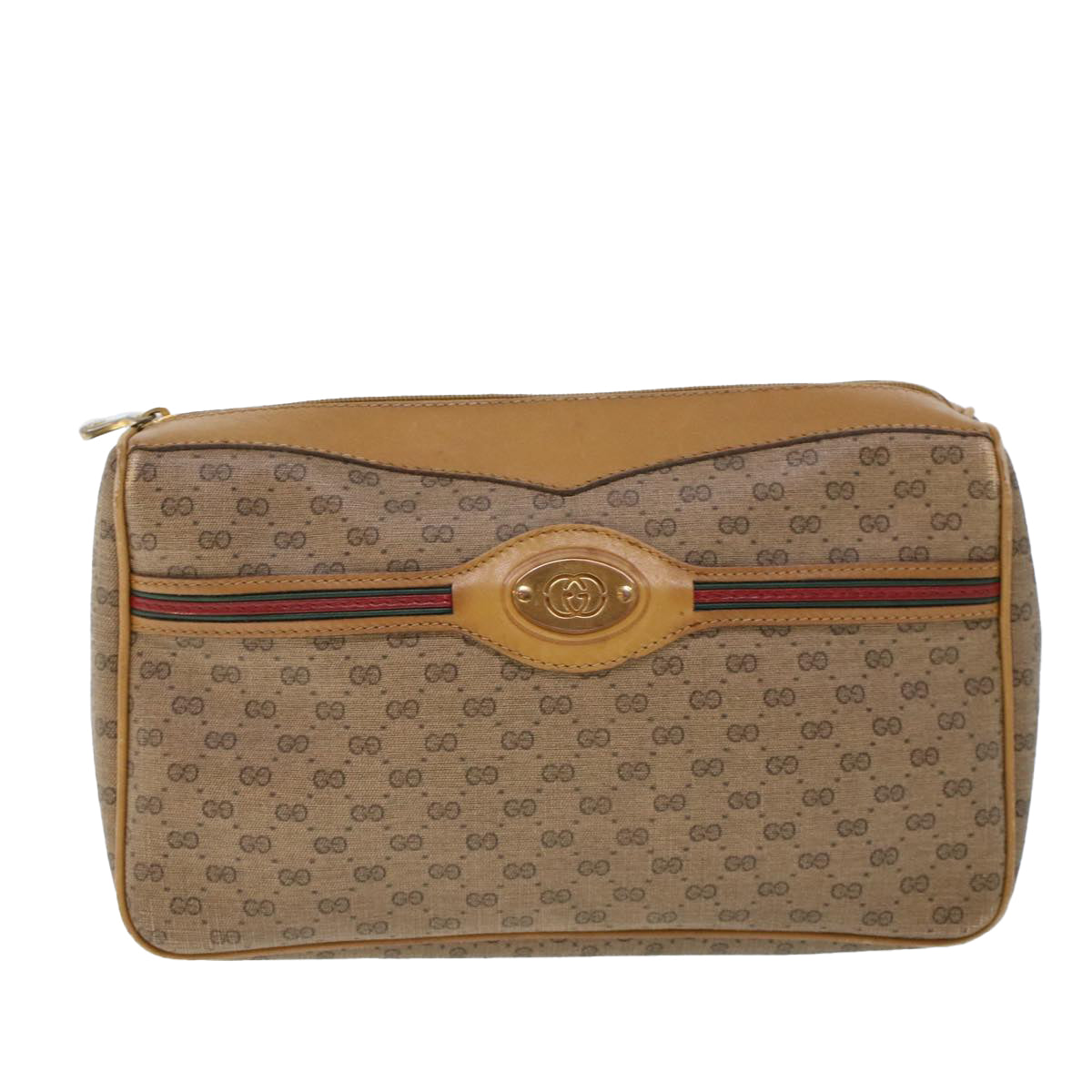 GUCCI Micro GG Canvas Web Sherry Line Clutch Bag Beige 014 904 0018 Auth ti1207