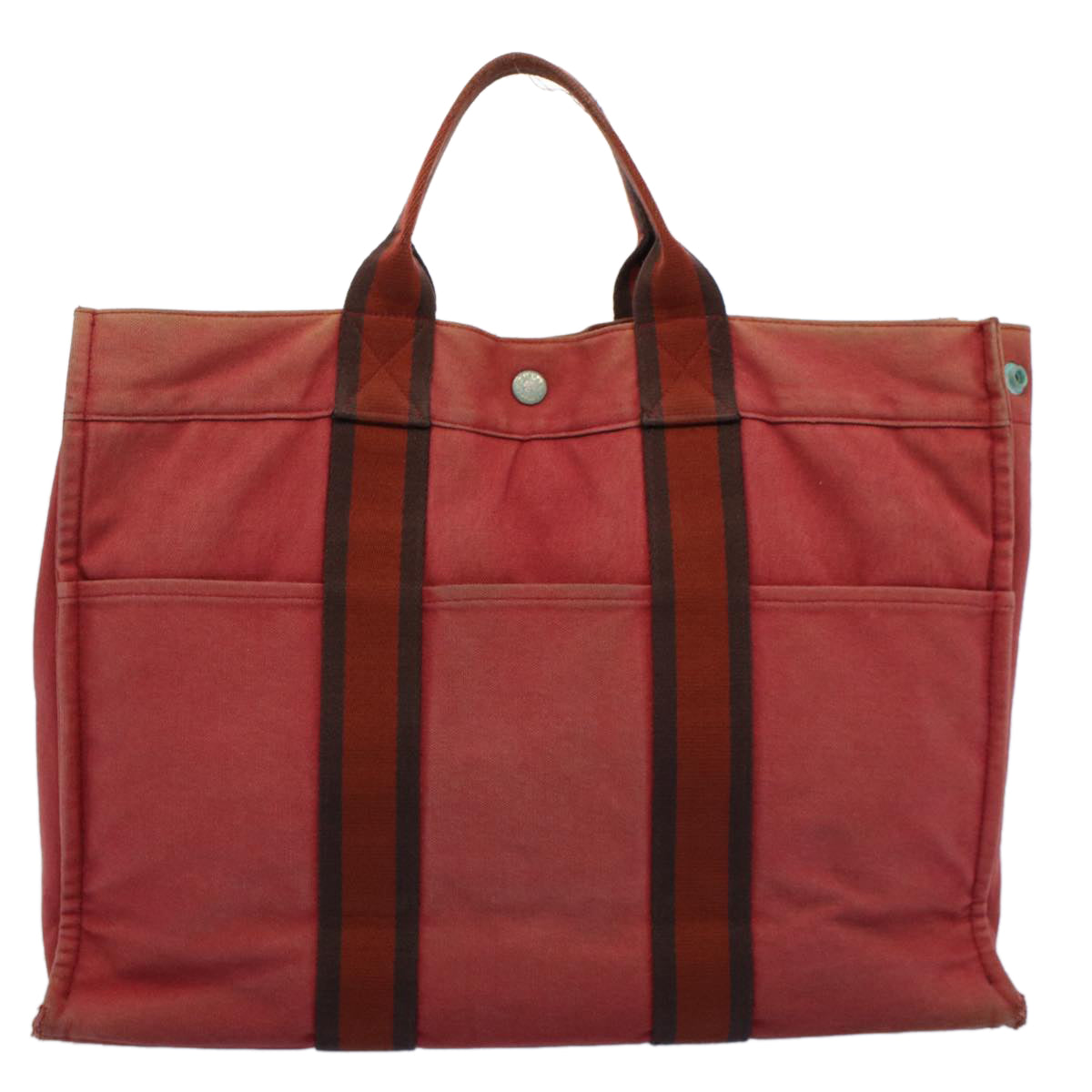 HERMES Fourre Tout MM Tote Bag Canvas Red Auth ti1252