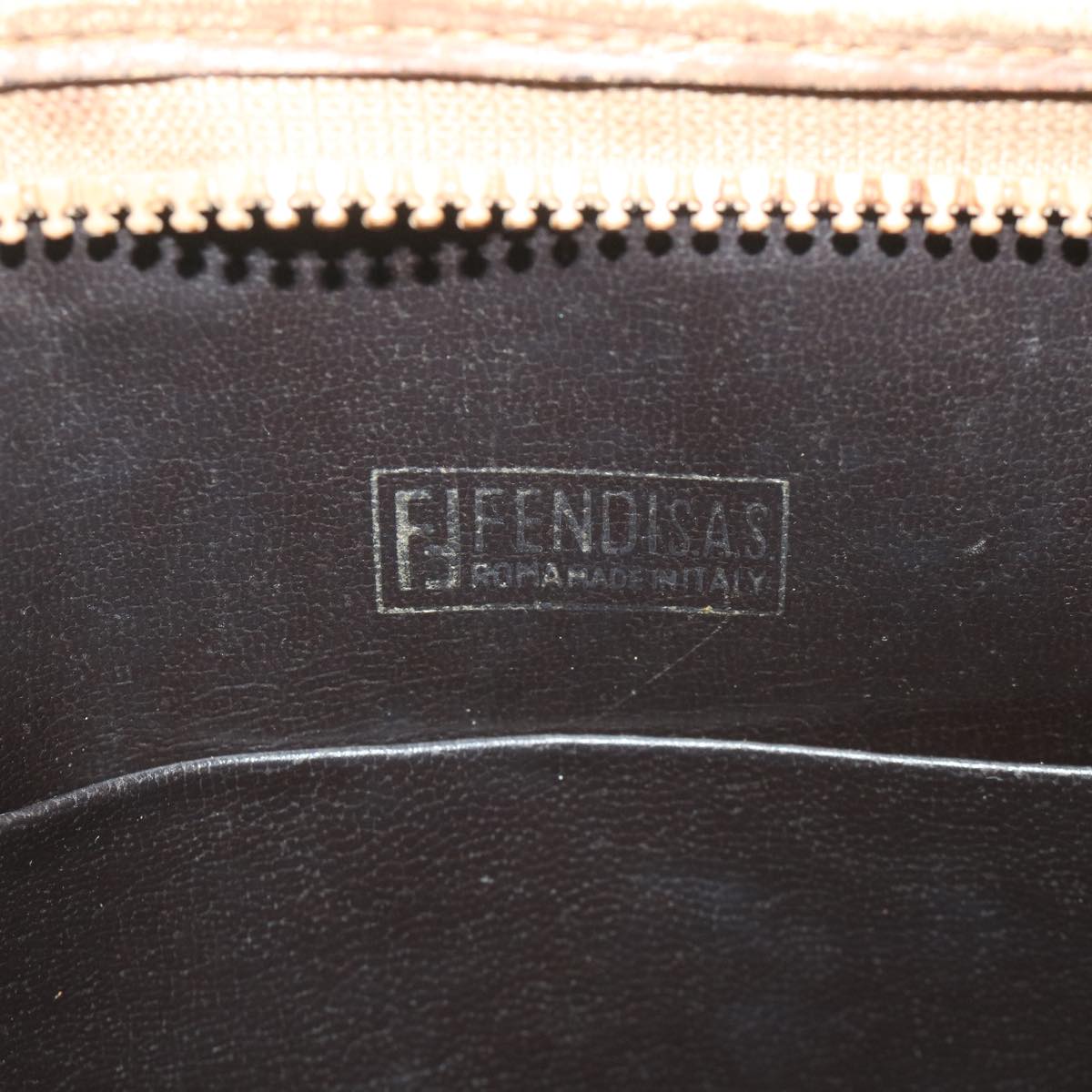 FENDI Zucchino Canvas Clutch Bag Coated Canvas Brown Auth ti1273