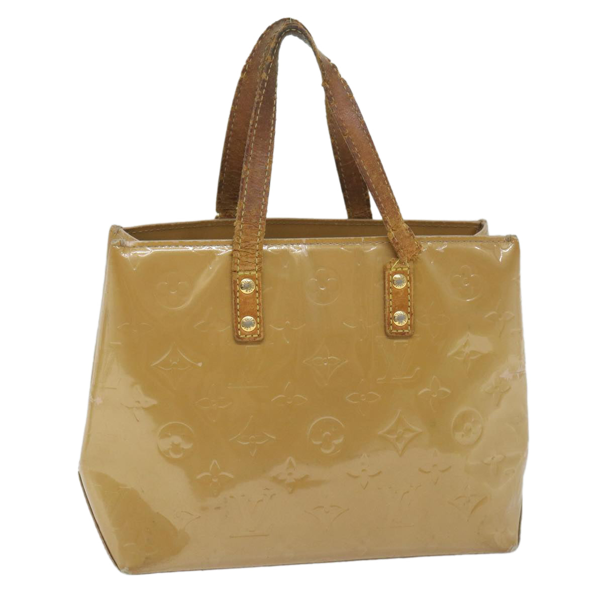 LOUIS VUITTON Monogram Vernis Reade PM Hand Bag Beige M91334 LV Auth ti1275