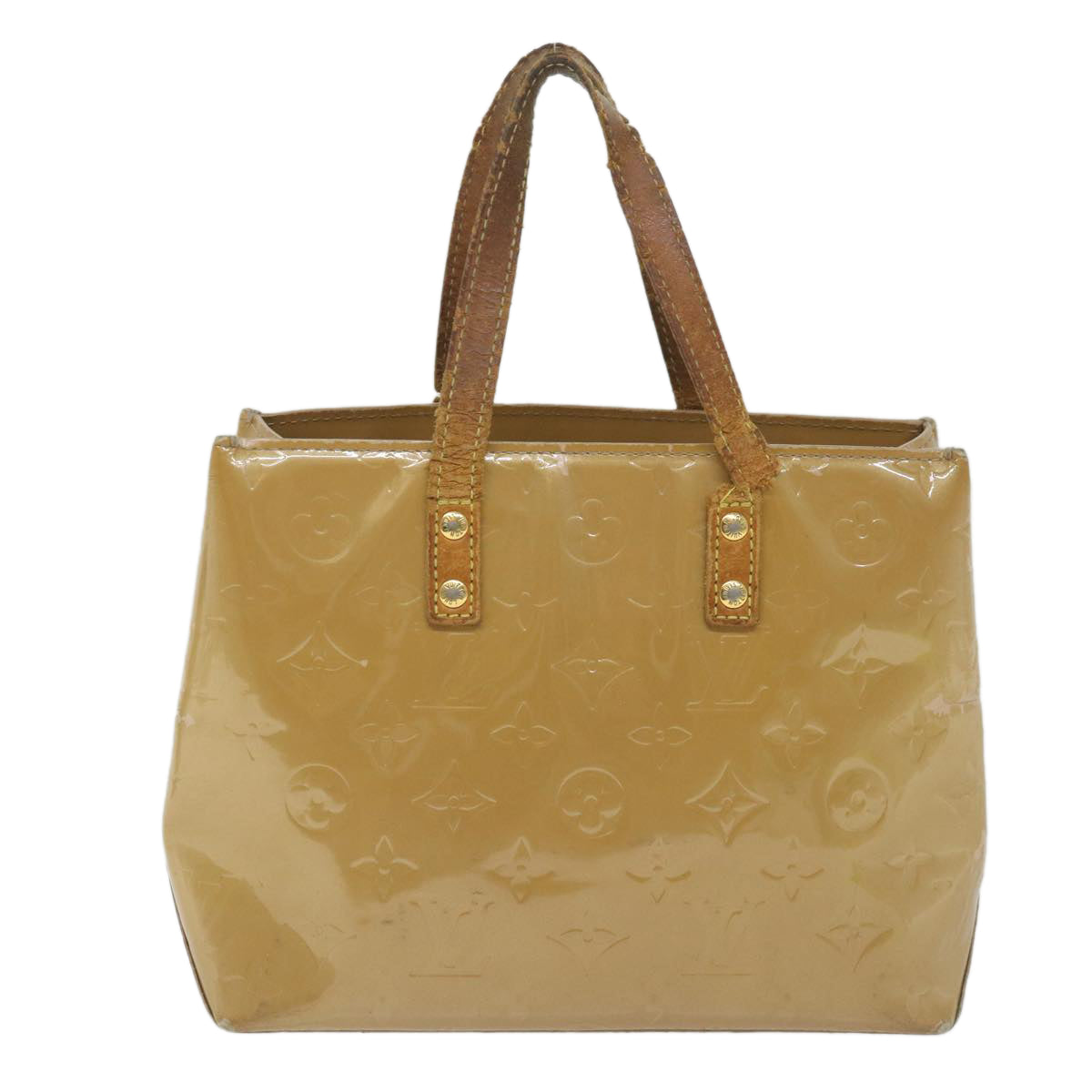 LOUIS VUITTON Monogram Vernis Reade PM Hand Bag Beige M91334 LV Auth ti1275