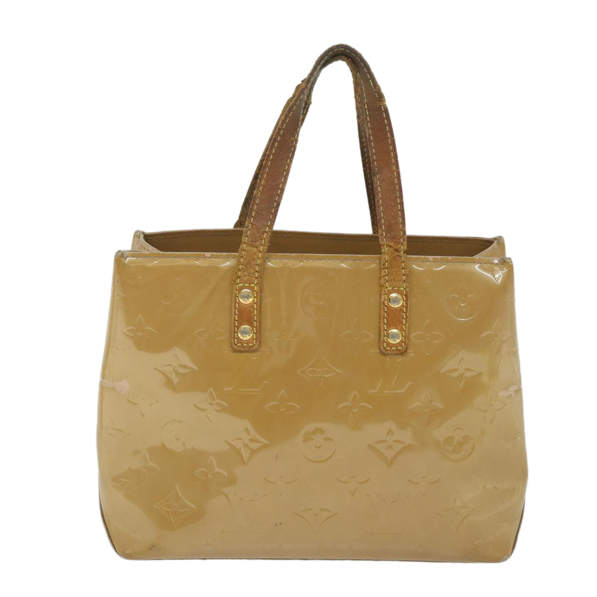 LOUIS VUITTON Monogram Vernis Reade PM Hand Bag Beige M91334 LV Auth ti1275