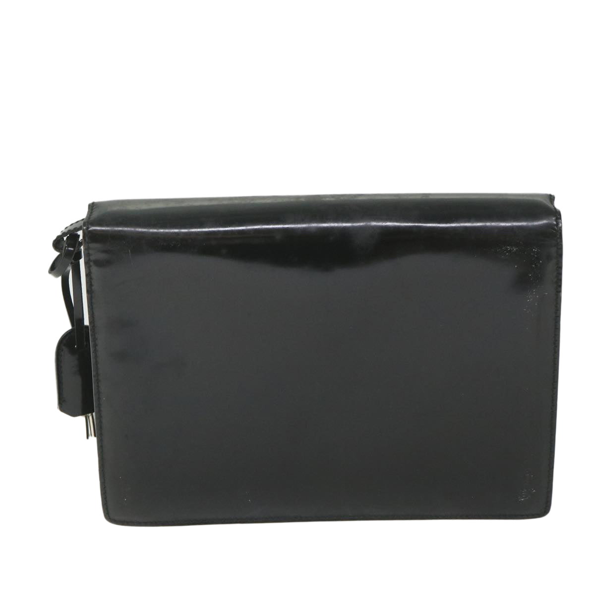 GUCCI Clutch Bag Enamel Black 018 122 1940 Auth ti1276