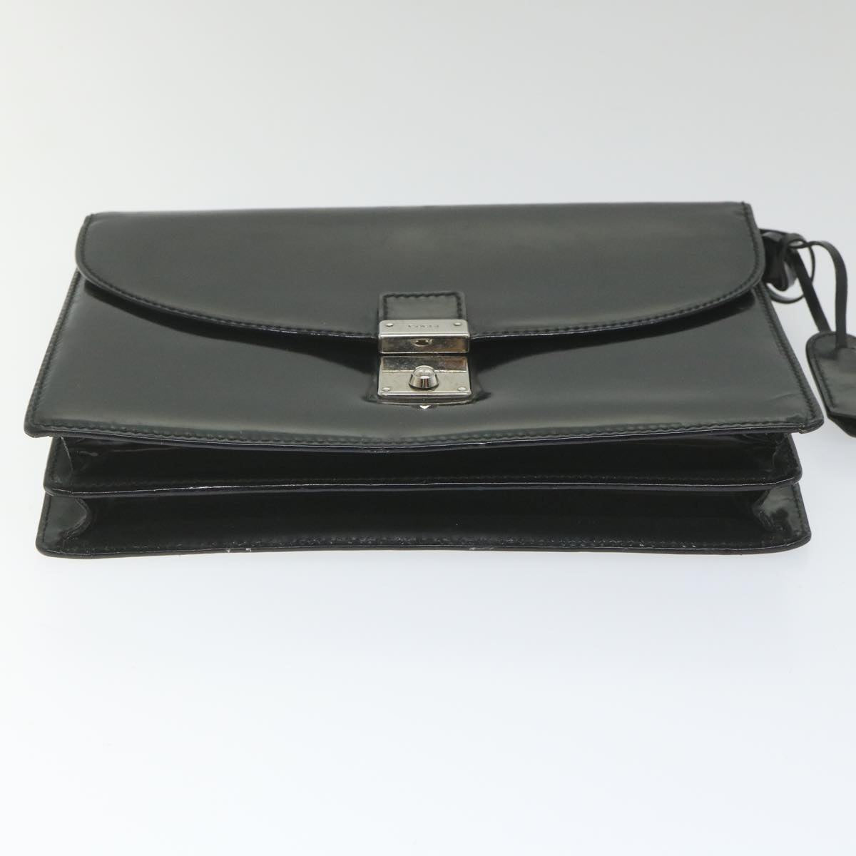 GUCCI Clutch Bag Enamel Black 018 122 1940 Auth ti1276