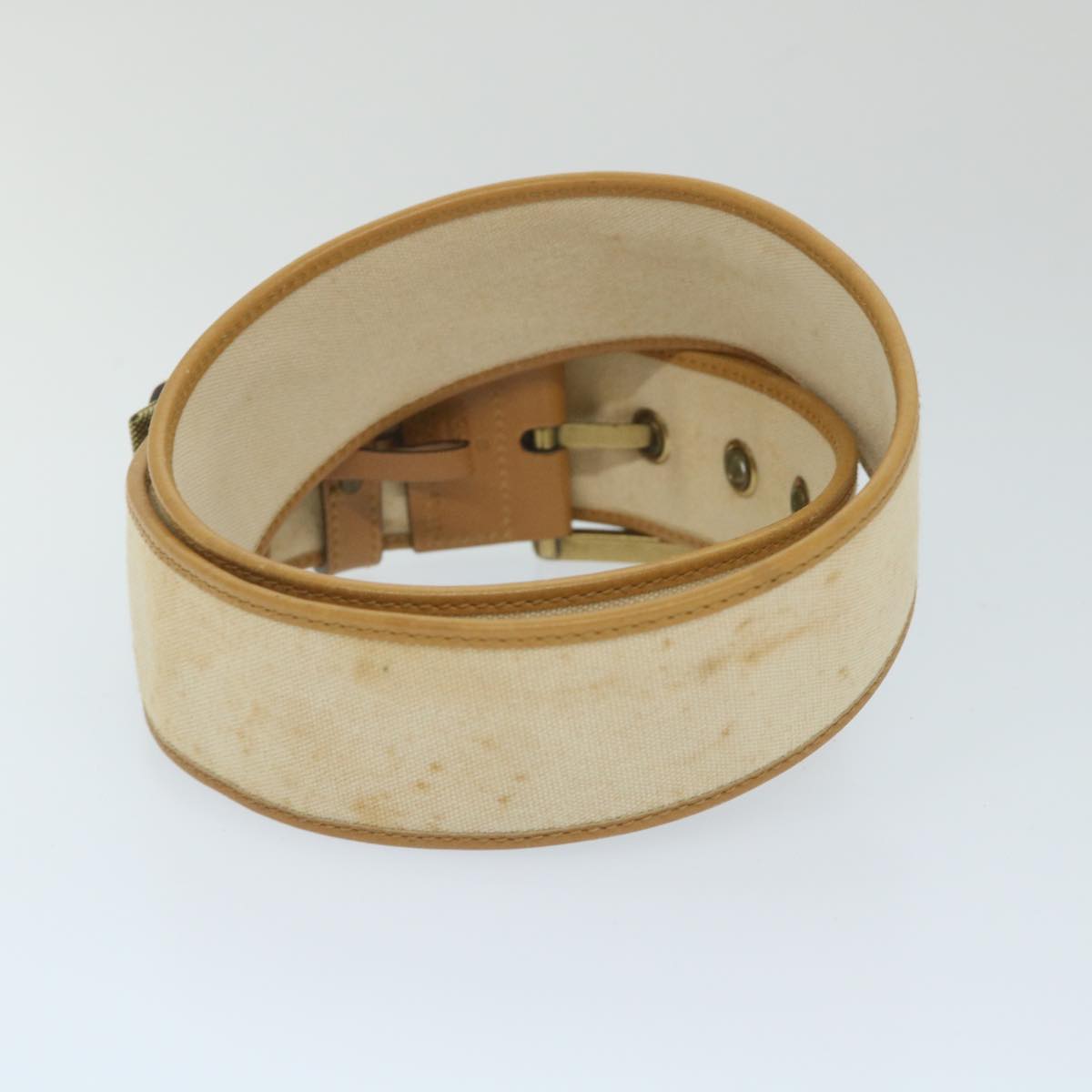 GUCCI Belt Canvas 30.3""""""""""""""""-32.3"""""""""""""""" Beige Brown 109327 Auth ti1278