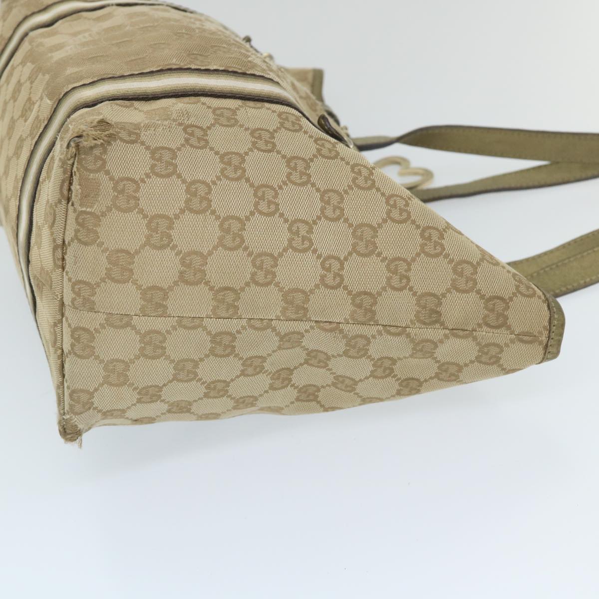 GUCCI GG Canvas Sherry Line Tote Bag Beige Gold 187896 Auth ti1281