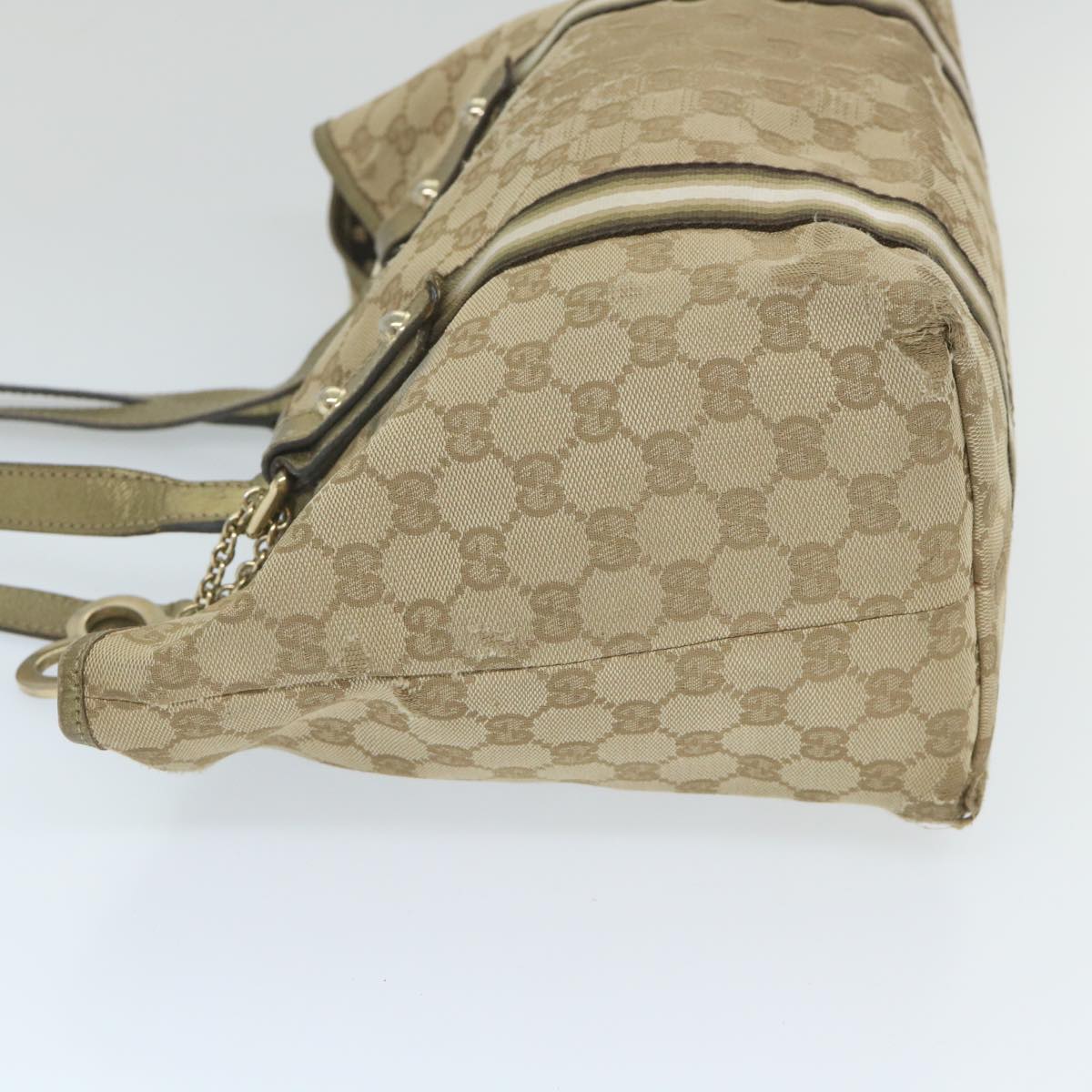 GUCCI GG Canvas Sherry Line Tote Bag Beige Gold 187896 Auth ti1281