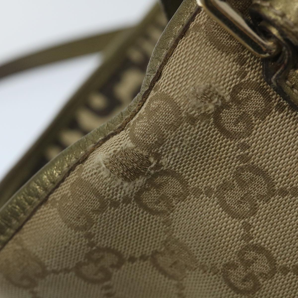 GUCCI GG Canvas Sherry Line Tote Bag Beige Gold 187896 Auth ti1281