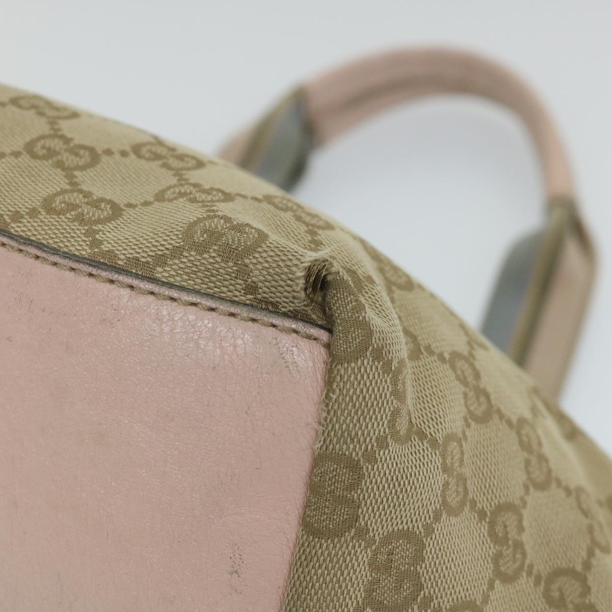 GUCCI GG Canvas Sherry Line Tote Bag Beige Pink blue 131228 Auth ti1284