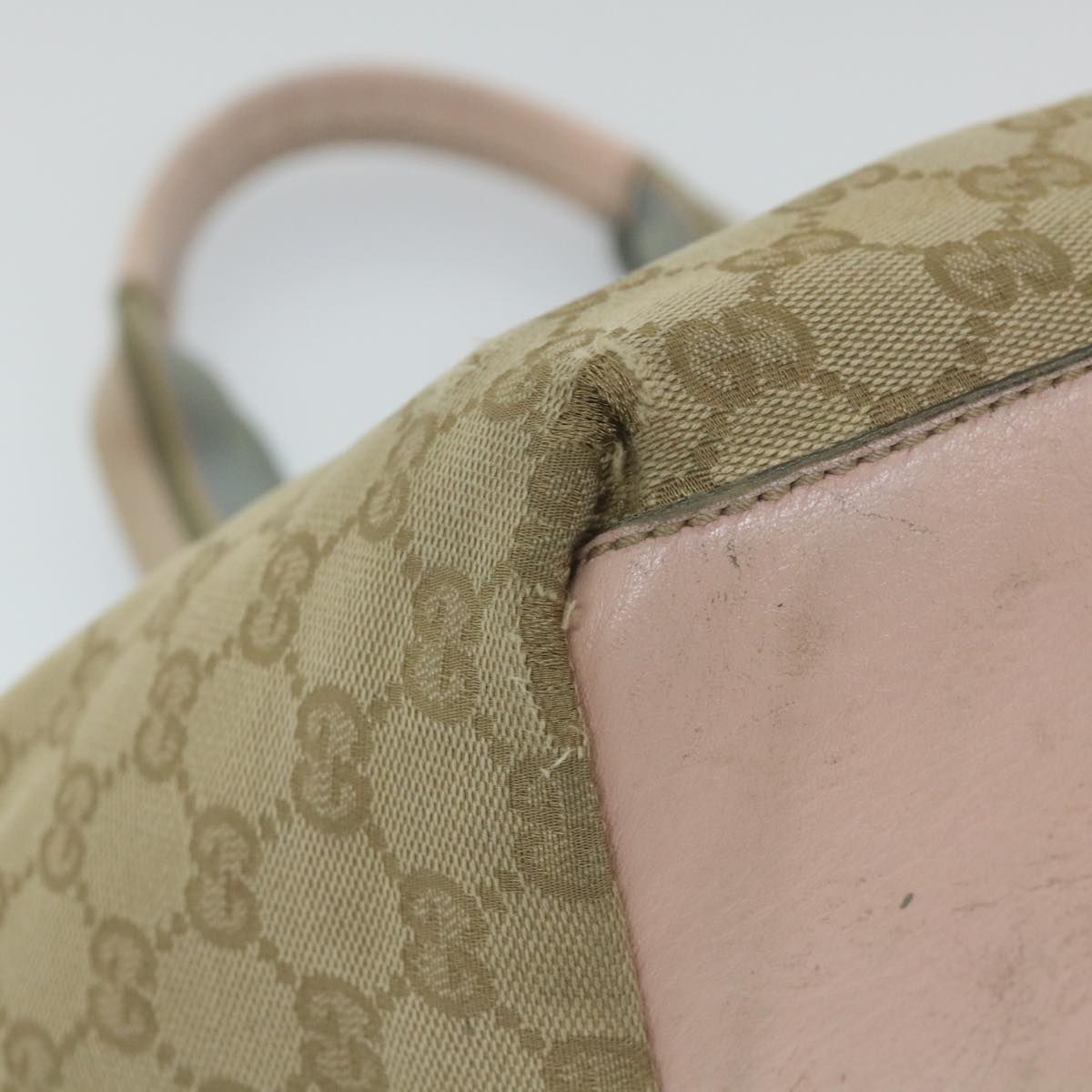 GUCCI GG Canvas Sherry Line Tote Bag Beige Pink blue 131228 Auth ti1284