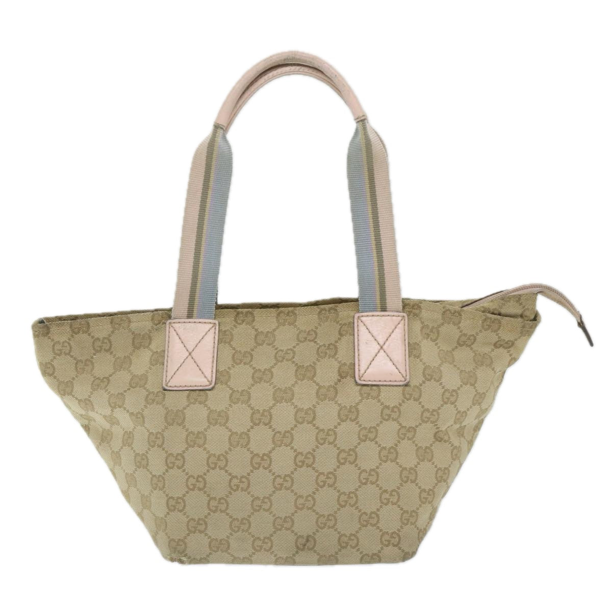 GUCCI GG Canvas Sherry Line Tote Bag Beige Pink blue 131228 Auth ti1284