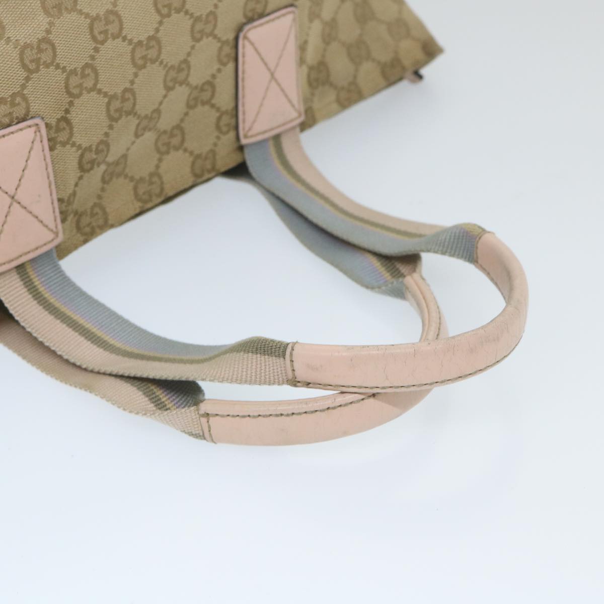 GUCCI GG Canvas Sherry Line Tote Bag Beige Pink blue 131228 Auth ti1284