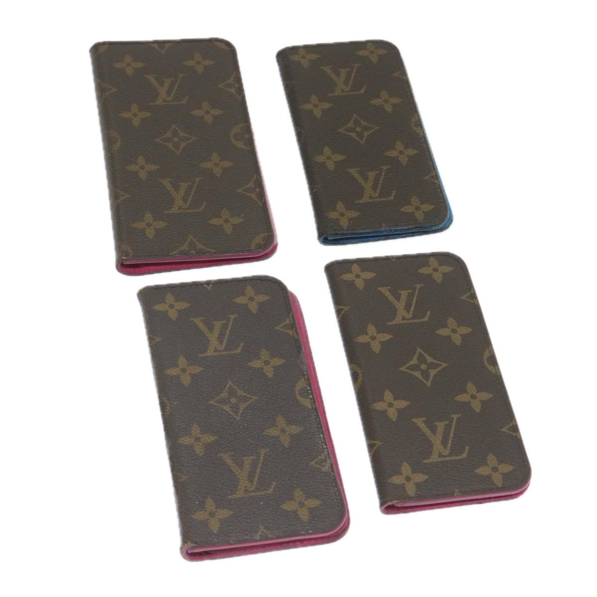 LOUIS VUITTON Monogram iPhone Case 4Set Blue Pink LV Auth ti1305