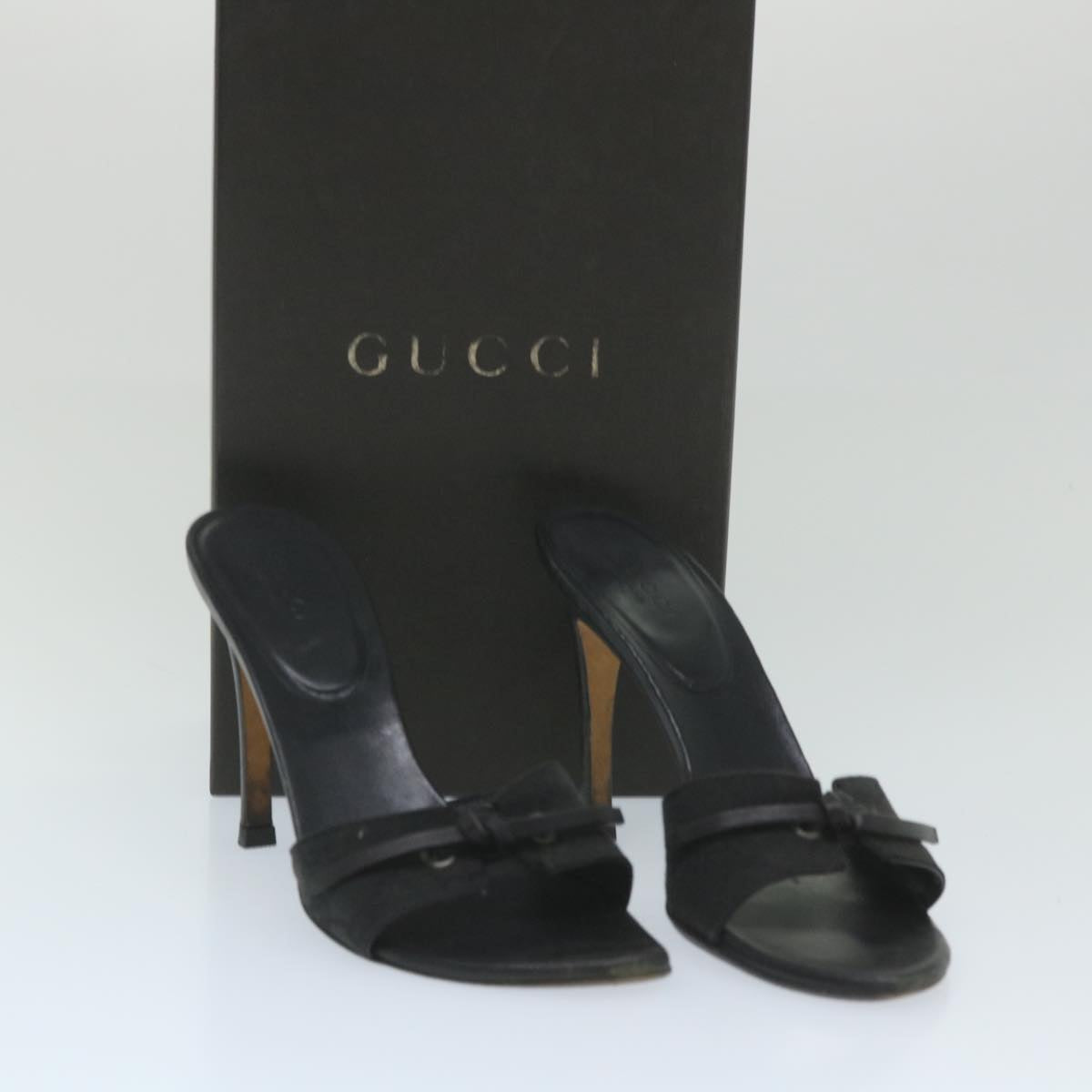 GUCCI GG Canvas High Heels 34C Black Auth ti1315