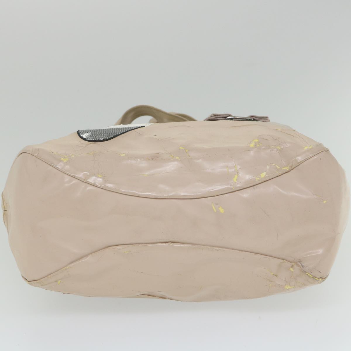 Salvatore Ferragamo Shoulder Bag Nylon patent leather Beige Auth ti1318
