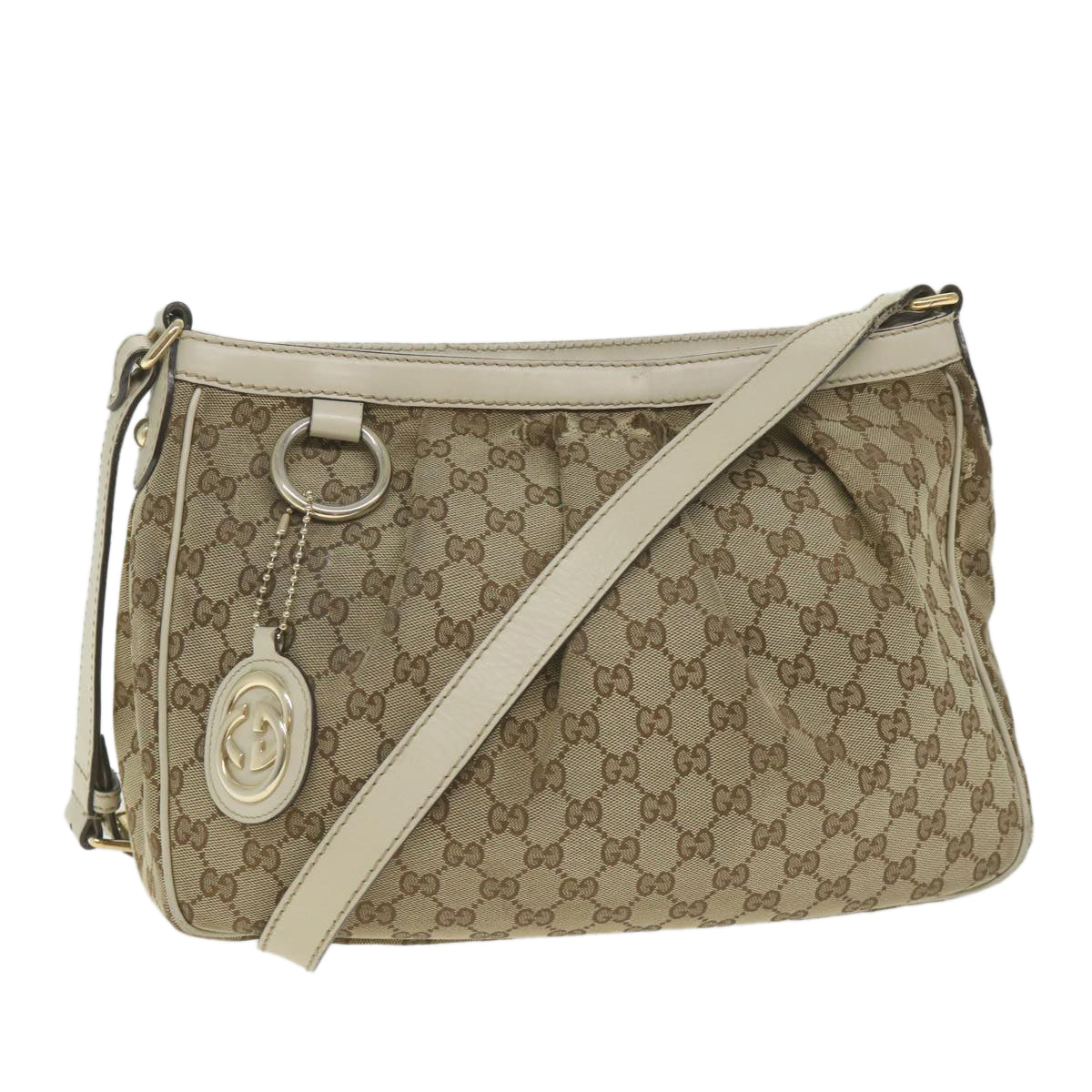 GUCCI GG Canvas Shoulder Bag Beige 296834 Auth ti1339