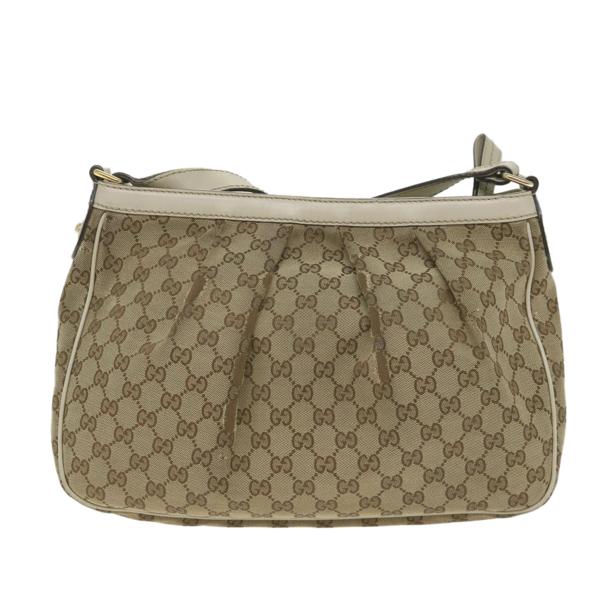 GUCCI GG Canvas Shoulder Bag Beige 296834 Auth ti1339