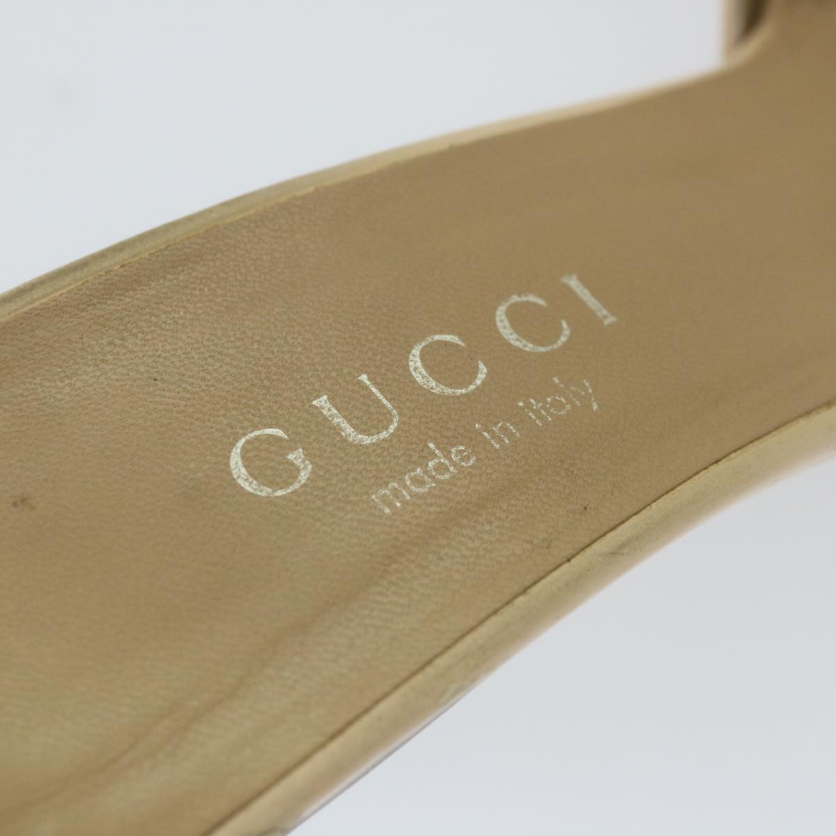 GUCCI High Heels Leather 38.5 C Beige Auth ti1348