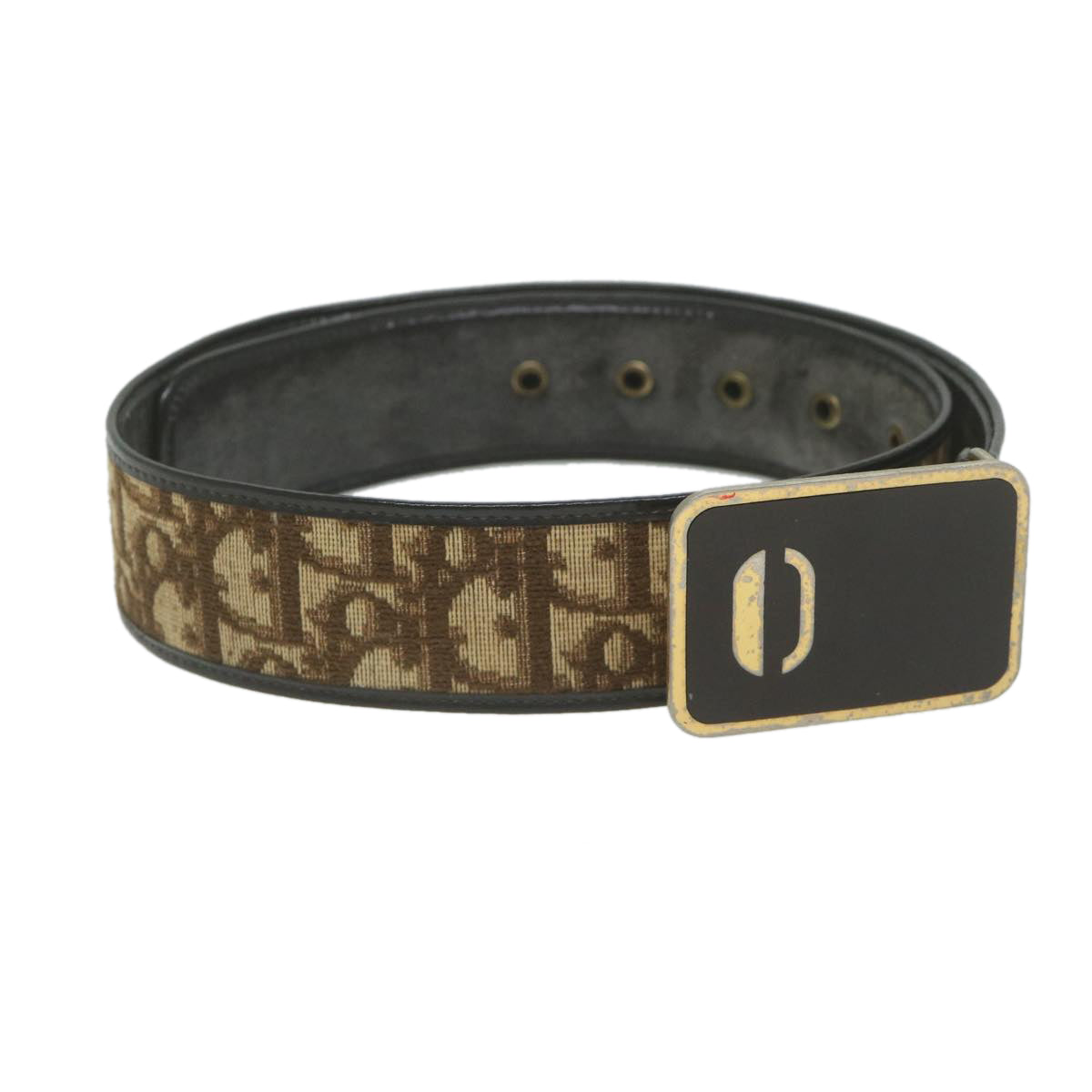 Christian Dior Trotter Canvas Belt 24.8""-28.7"" Brown Auth ti1395