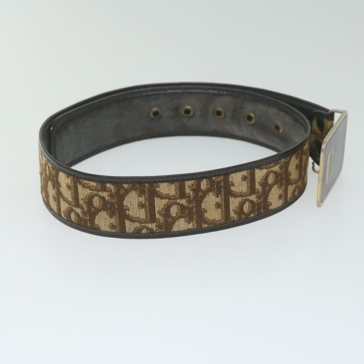 Christian Dior Trotter Canvas Belt 24.8""-28.7"" Brown Auth ti1395